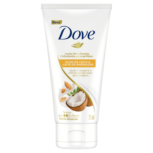 Loção Desodorante Hidratante para as Mãos Óleo de Coco & Leite de Amêndoas Dove Bisnaga 75ml