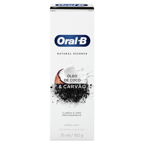 Gel Dental Natural Essence 102g Flúor Carvão Óleo de Coco Herbal Mint Oral B