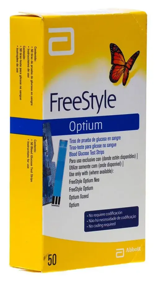Tiras para Teste de Glicose Freestyle Optium - 50 Unidades