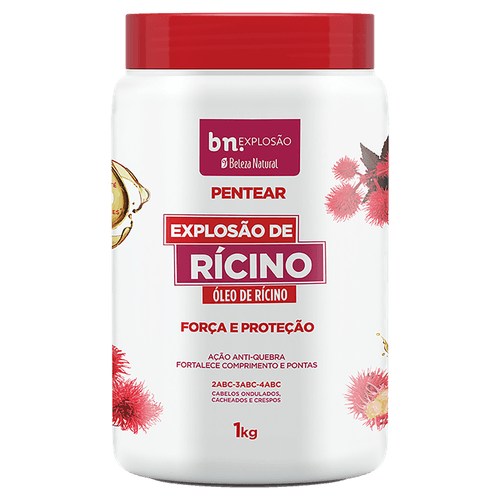 Creme de Pentear Explosão de Rícino 1kg Beleza Natural para Cachos e Crespos