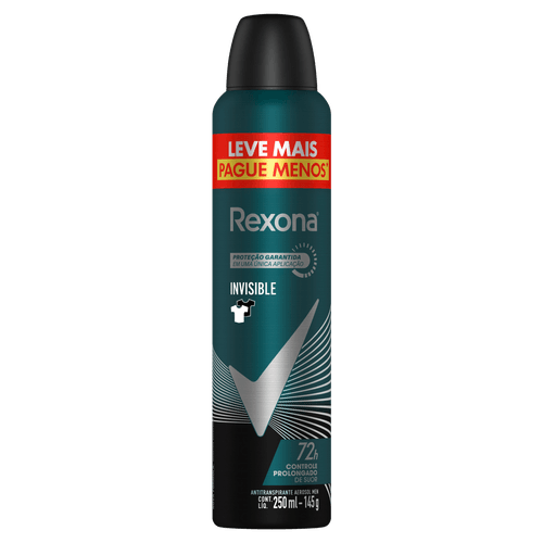 Antitranspirante Aerossol Invisible Rexona Men 250ml Spray Leve Mais Pague Menos
