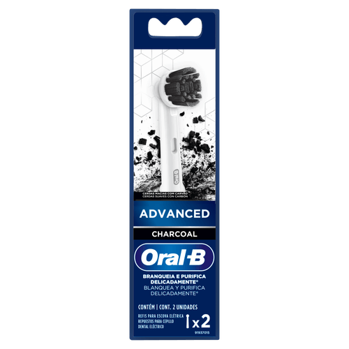 Refil Escova Dental Elétrica Advanced 2 Unidades Carvão Oral-B