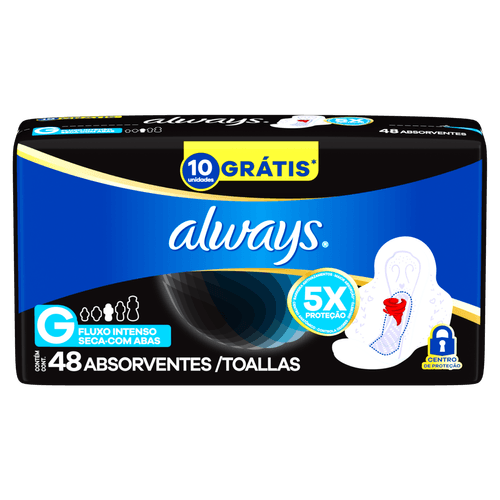 Absorvente Always Noturno Seca com Abas G - 48 unidades