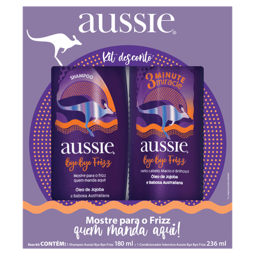 Kit Shampoo e Condicionador Bye Bye Frizz 180ml + 236ml Aussie