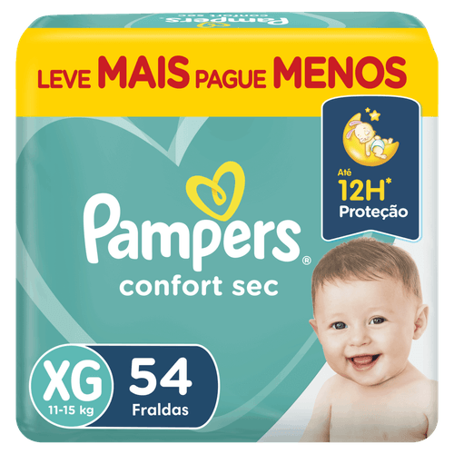 Fralda Descartável Infantil Pampers Confort Sec XG Noturna 12h 54 Unidades