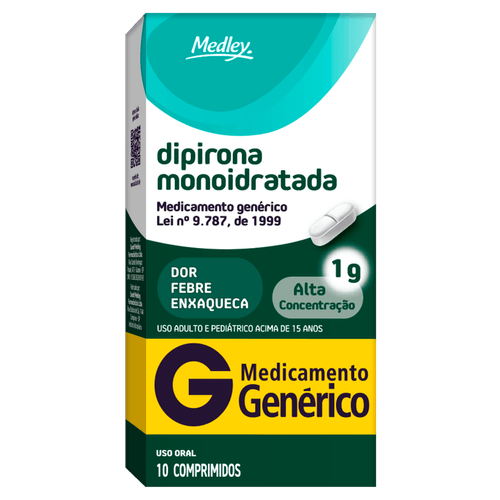 Analgésico Dipirona Monoidratada Medley 1g Comprimido 10 Unidades