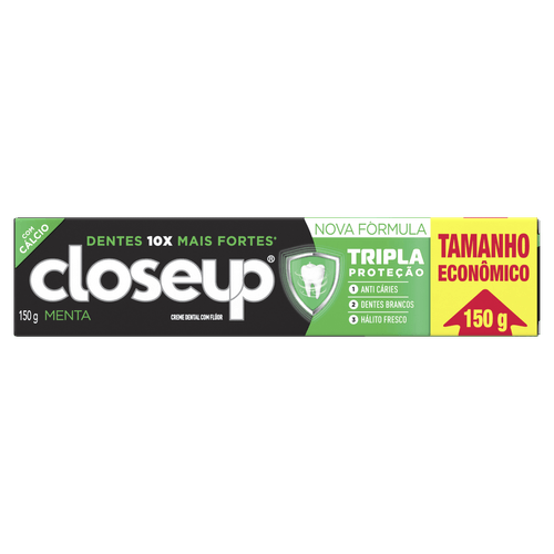 Creme Dental Menta Closeup Tripla Proteção Caixa 150g Tamanho Econômico
