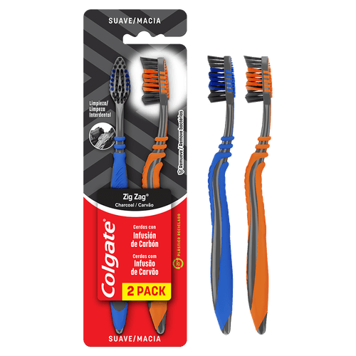 Escova Dental Macia Infusão de Carvão Colgate Zig Zag 2 Unidades