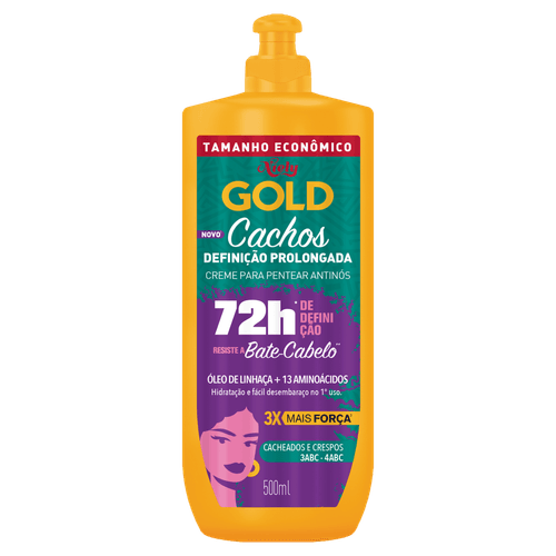 CREME DE PENTEAR NIELY GOLD 500ML CACHOS DEFINIÇÃO PROLONGADA