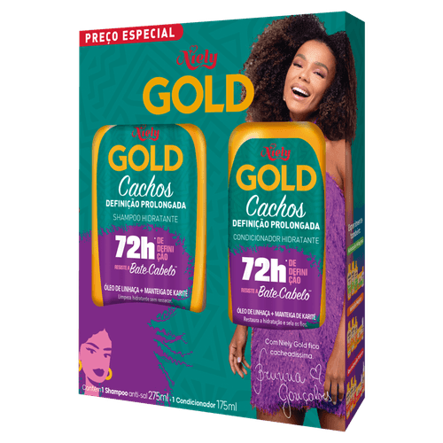 Kit Shampoo + Condicionador Niely Gold Cachos 275ml + 175ml