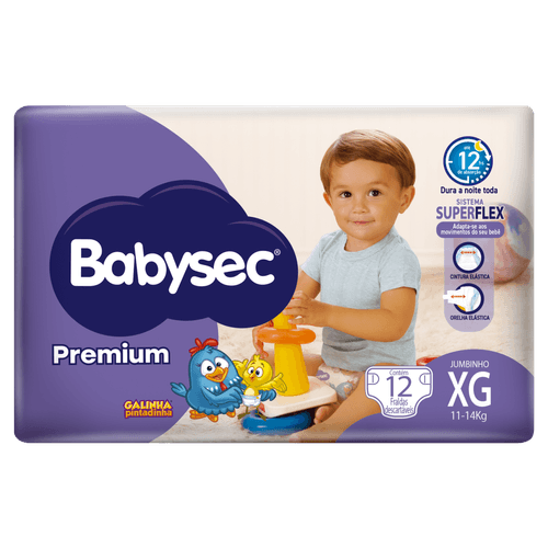 Babysec Fralda-Calça Premium Galinha Pintadinha XG 12 Un - Proteção 12h, Aloe Vera