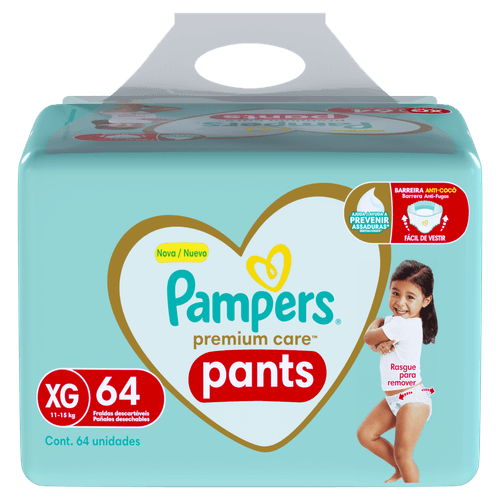 Fralda Pampers Pants Premium Care 64 unidades XG