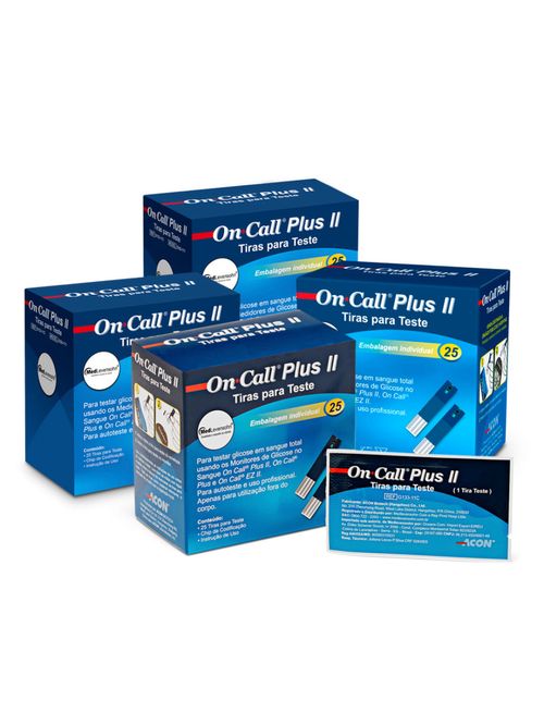100 Tiras de Glicose Individuais On Call Plus II