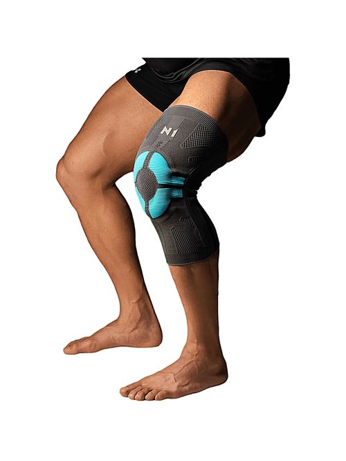 Joelheira Elástica N1 Pró Cinza com Azul - Tamanho GG