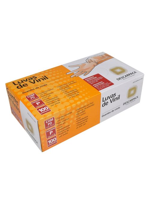 Luva de Vinil Transparente com Pó P 100 Unidades Descarpack