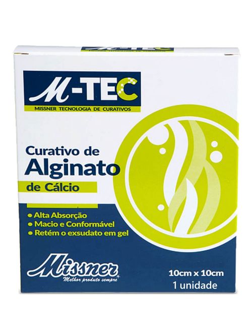 Curativo Alginato de Cálcio e Sódio M-TEC 10cm x 10cm Missner 1 Unidade