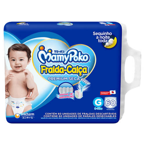 Fralda Calça Mamypoko Premium Seca 60 unidades G