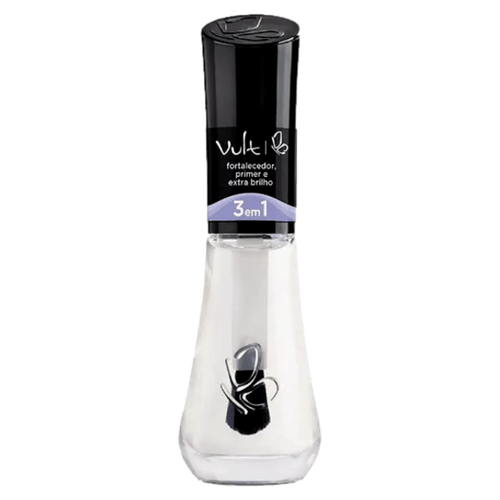 Esmalte Vult 3 em 1: Fortalecedor, Primer e Extra Brilho - 8ml
