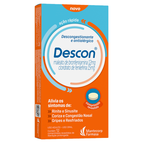 Descon 12mg Caixa 12 Comprimidos Revestidos de Liberação Prolongada
