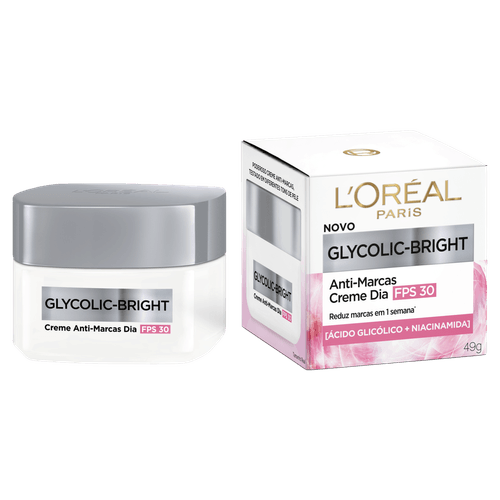 Creme Antimarcas Dia FPS 30 L'oréal Paris Glycolic-Bright - 49g