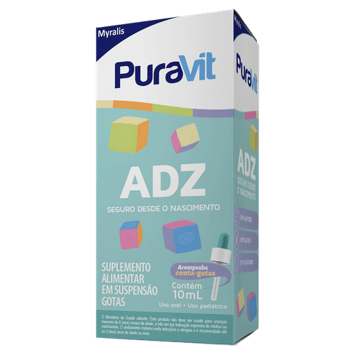 Puravit ADZ Vitaminas A, D e Zinco Gotas 10ml - Puravit