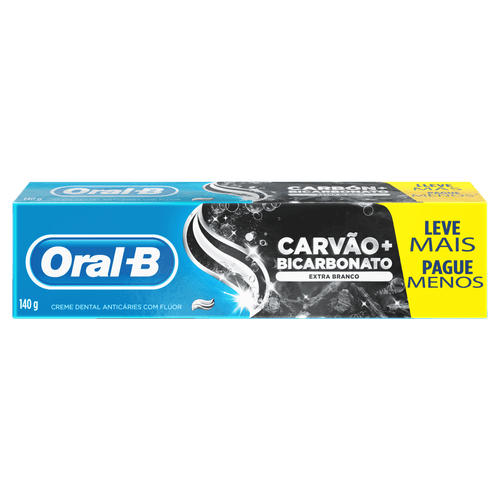 Creme Dental Bicarbonato de Sódio e Carvão Oral-B Extra Branco - 140g