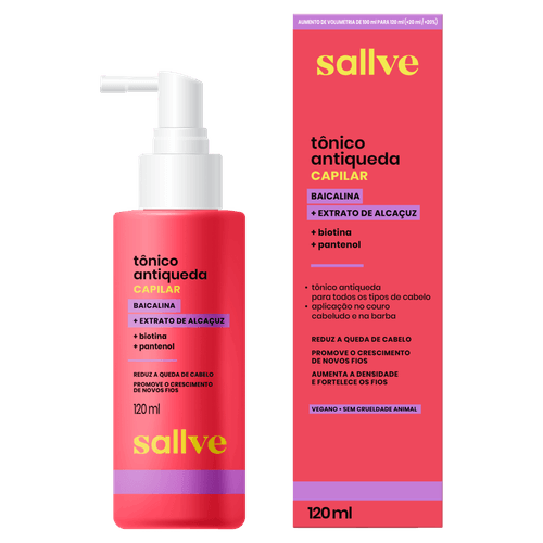 Sallve Tônico Capilar Antiqueda Spray 120ml — Baicalina, Biotina e Pantenol