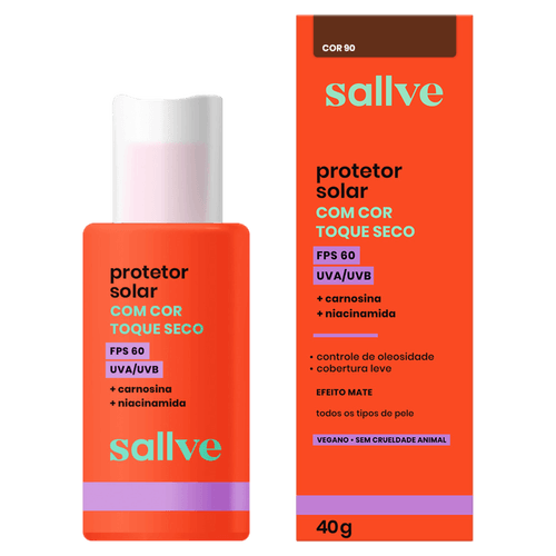 Protetor Solar Facial Sallve Toque Seco Cor 90 FPS 60 - 40g