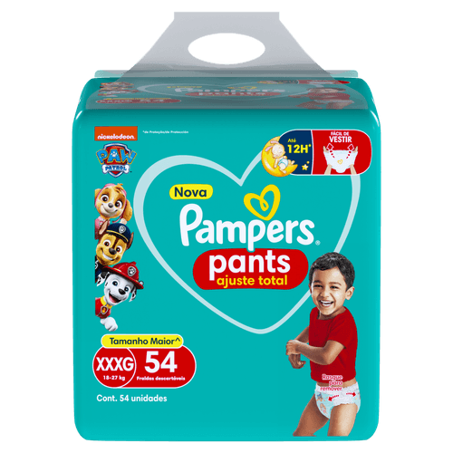 Pampers Pants Ajuste Total XXXG 18-27kg 54un Cintura Elástica 360° Respirável