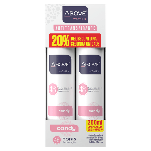 Kit Desodorante Above Aerossol Invisible Candy 2un -200ml