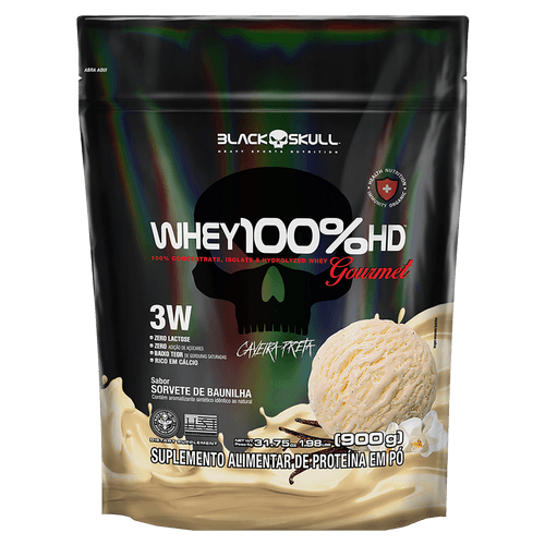 Suplemento Alimentar em Pó Whey HD Gourmet Black Skull Baunilha Refil - 900g