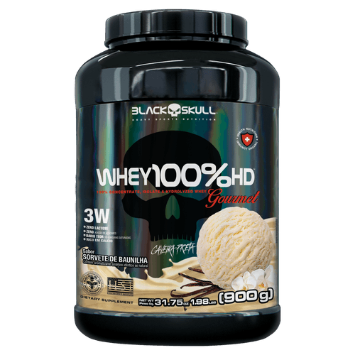Suplemento Alimentar em Pó Whey HD Gourmet Black Skull Baunilha - 900g
