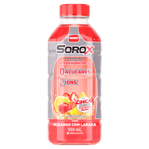 Isotônico Morango com Laranja Zero Açúcar Sorox - 550ml