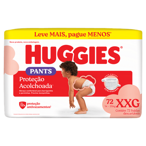 Huggies Fralda Roupinha XXG 72un Supreme Care 12h Absorção Xtra-Flex Dia e Noite