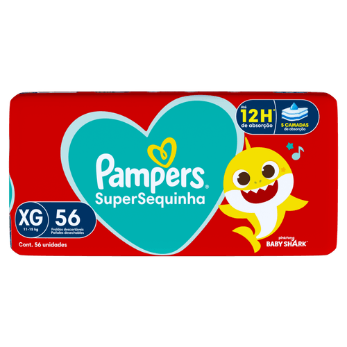 Pampers Fralda Descartável SuperSequinha XG 56 Unidades 12h Absorção