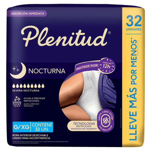 Roupa Íntima Descartável Unissex Plenitud Noturna G/XG - 32 Unidades