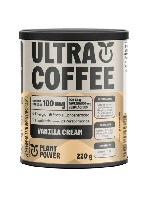 Plant Power Suplemento em Pó Ultracoffee Vanilla Cream 220g — Foco, Energia e Performance
