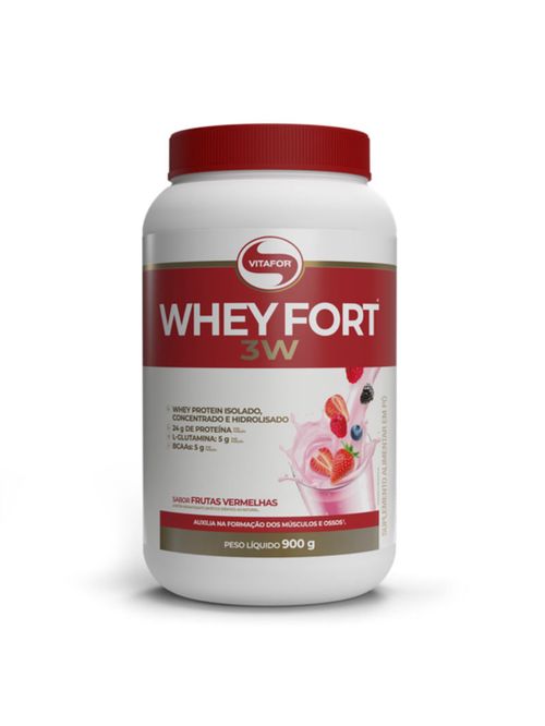 Whey Fort 3W Frutas Vermelhas 900g Vitafor