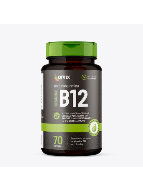 Vitamina B12 Metilcobalamina 9,94mcg 70 Cápsulas Vegetais Omix