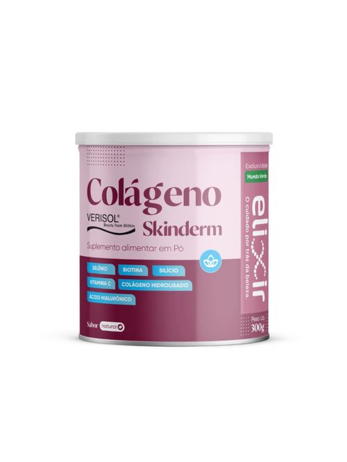 Colágeno Verisol e Ácido Hialurônico Skinderm Pó Natural 300g Mundo Verde