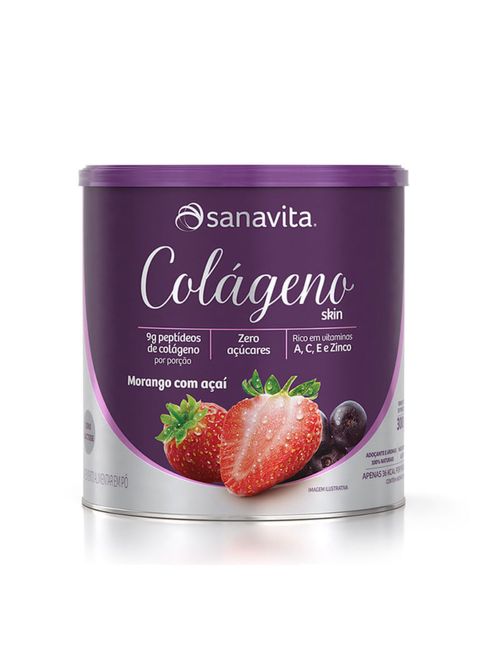 Colágeno Skin Morango e Açaí 300g - Sanavita