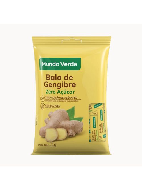 Bala de Gengibre Zero Açúcar 21g Mundo Verde