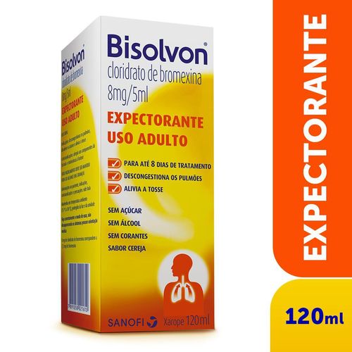 Xarope Bisolvon 8mg/5ml Cereja Sanãofi Caixa 120ml