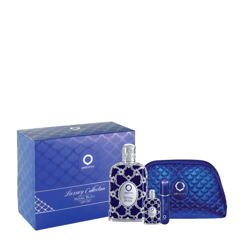Kit Orientica Royal Bleu - Eau de Parfum 80ml + Miniatura 7,5ml + Atomizer + Necessaire