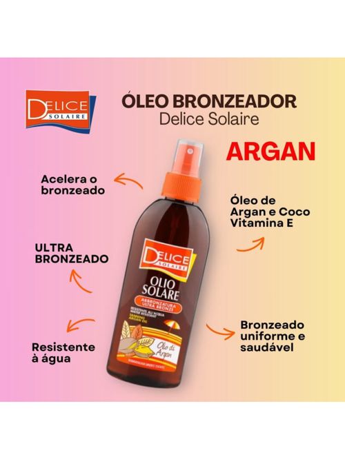 Óleo Bronzeador Spray Delice Solaire Argan 150ml Hidratante Resistente à Água