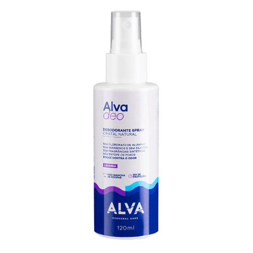 Desodorante Spray Vegano Alva Cristal Natural Lavanda 120ml