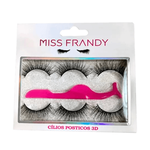 Kit Miss Frandy Cílios Postiços com 3 Pares e uma Pinça