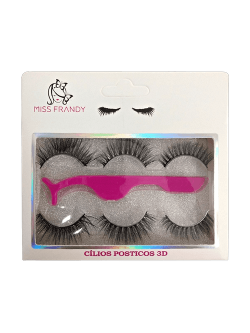 Kit Miss Frandy - Cílios Postiços com 3 Pares e Uma Pinça