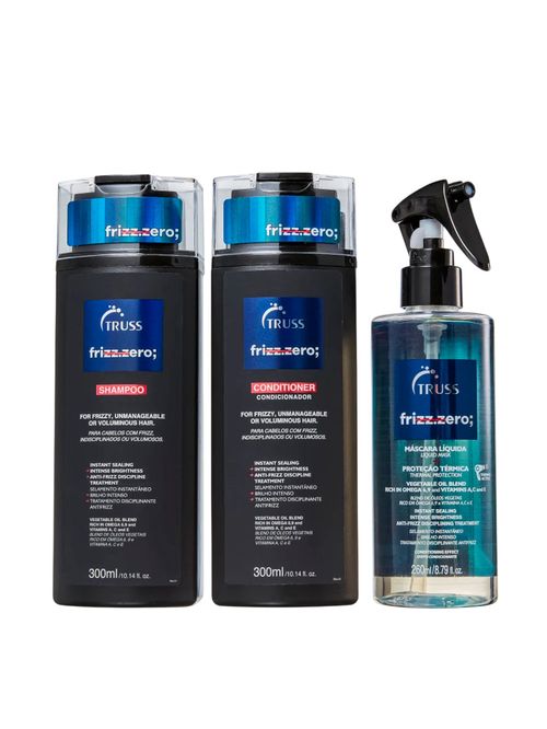 Kit Truss Frizz Zero - Shampoo 300ml + Condicionador 300ml + Máscara Líquida 260ml