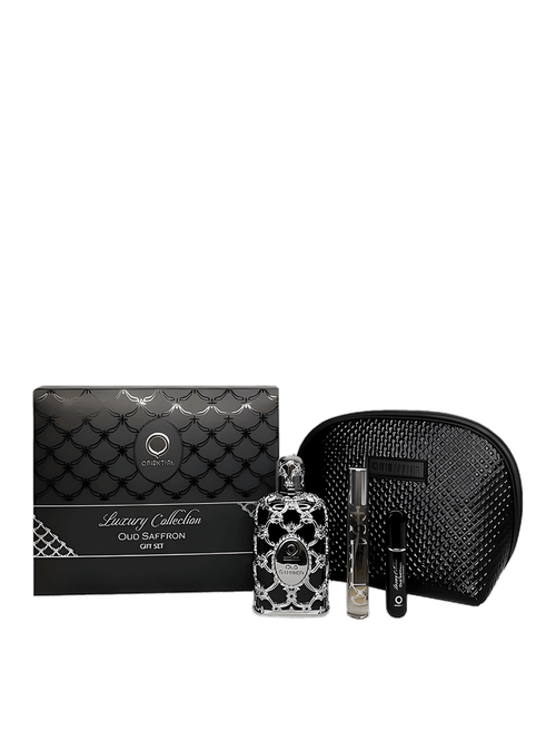 Kit Orientica Oud Saffron Unissex - EDP 80ml + Mini 7,5 Ml + Atomizer + Necessaire